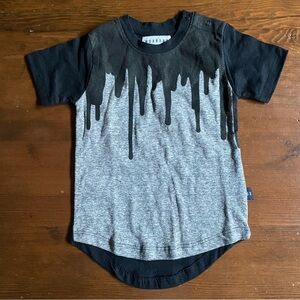 NWT Huxbaby Organic Cotton Black Mini-malist Graphic Snap T-Shirt Size 3 (100cm)